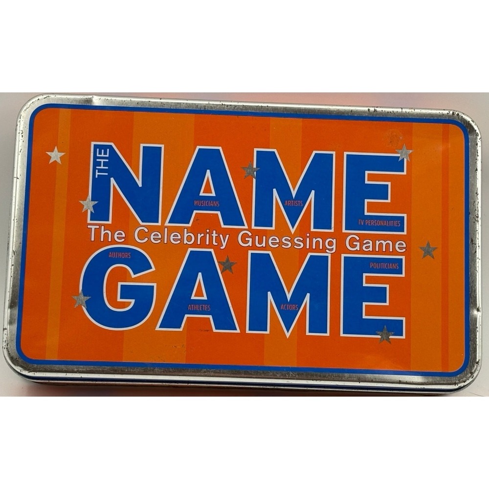The Name Game Celebrity Guessing Game Tin Box Edition 2004 Vintage Complete